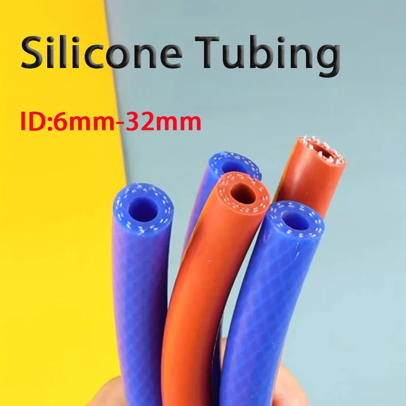 Flexible Hose Braided - 1 Meter ID 6/8/10/12/14/16/19/22/25/32mm Red/Blue Silicone