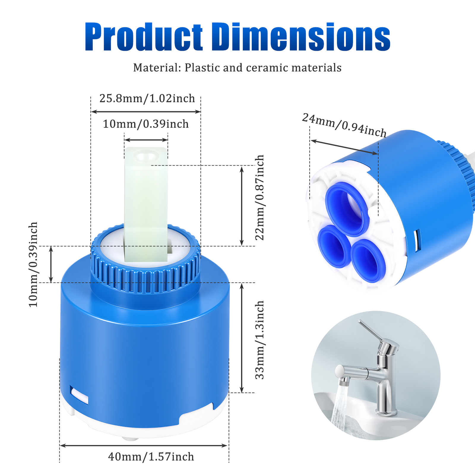 40MM Tap Mixing High Spool Val - Shower Valve Cartridge recension och pris