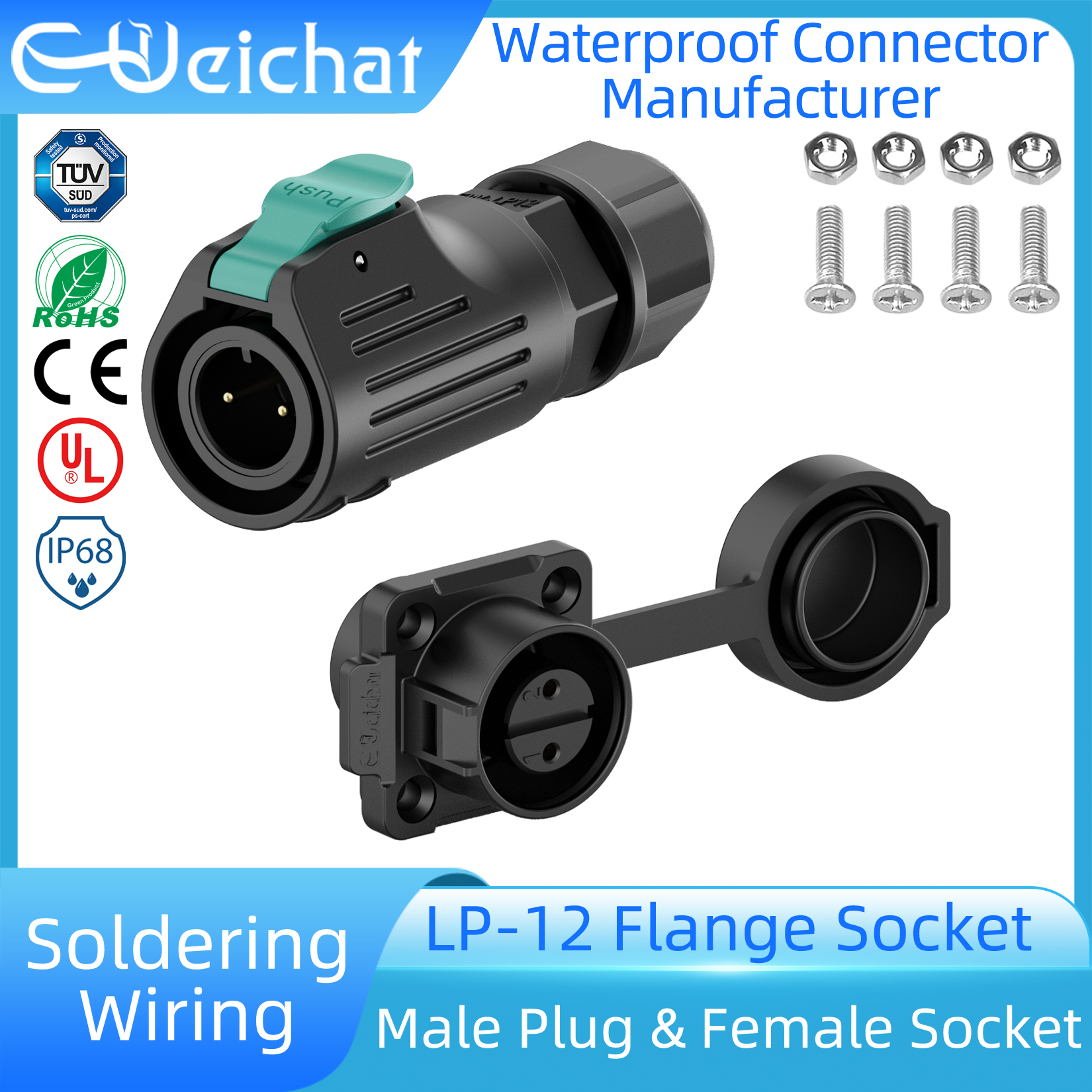 LP12 M12 IP68 Waterproof Outdo - Push Fit Connector recension och pris
